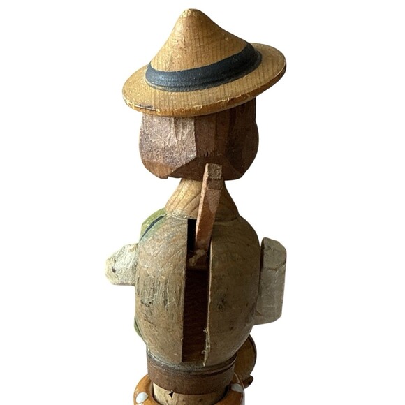 Vintage ANRI Hand Carved Man with Wine Bottle Mechanical Wooden Bottle Stopper - Picture 5 of 14